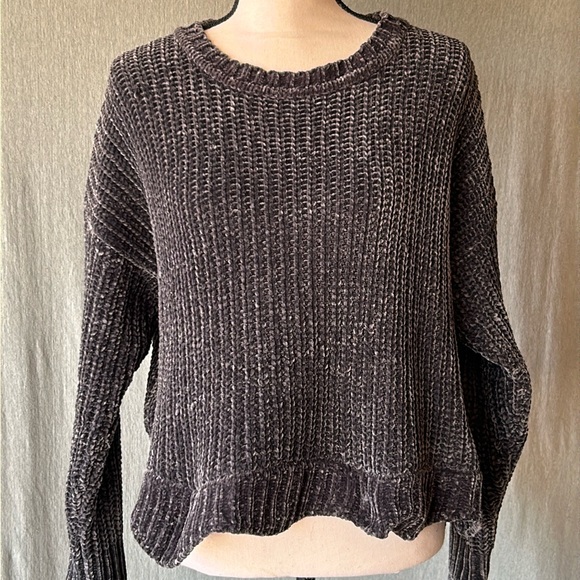 Zara Knit Oversized Crop Chenille Sweater - Picture 1 of 9